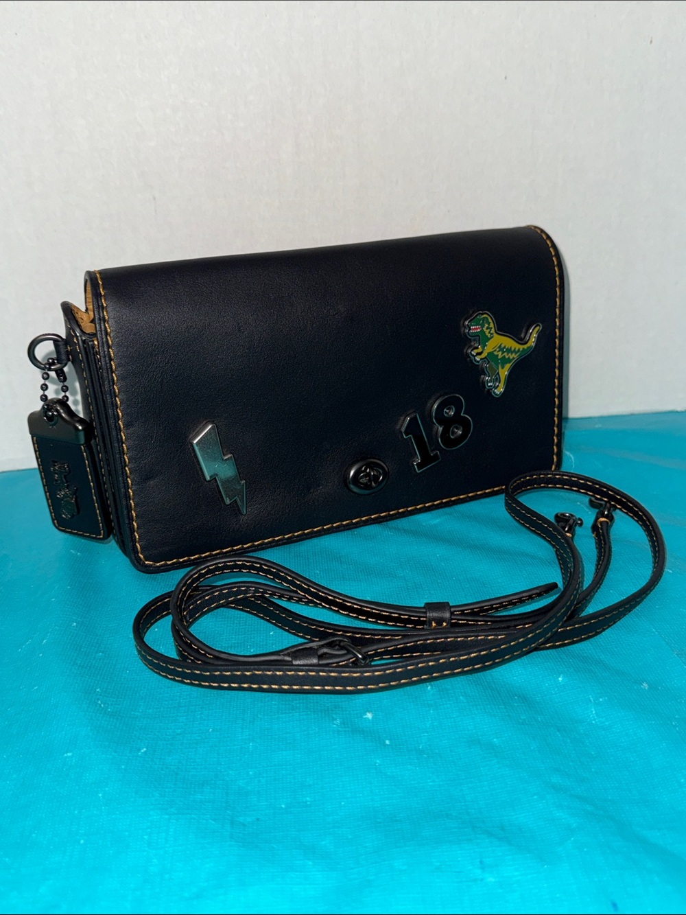 Coach DINKY Glovetanned Leather Crossbody Bag with Rexy Patch Etc.